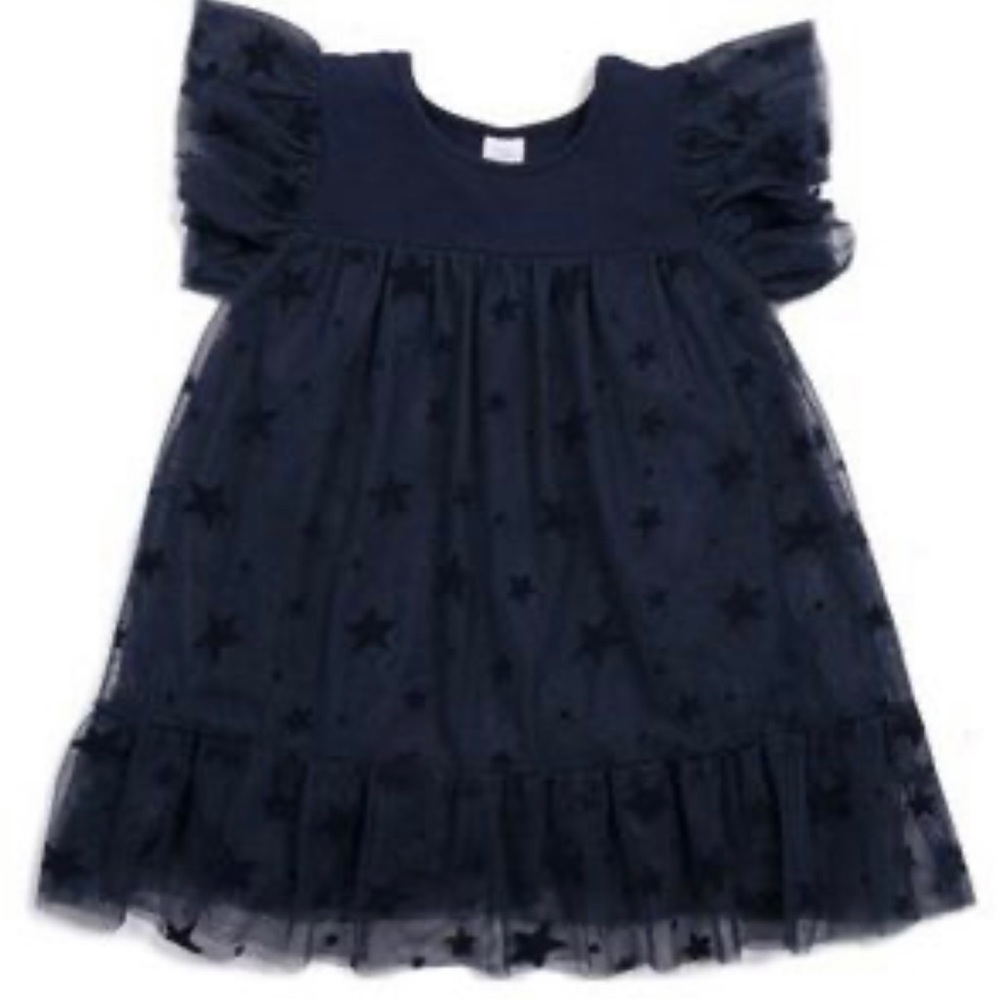 NWOT Egg By Susan Lazar Baby Girl Navy Blue Star Print Dress SZ 24 M💙✨